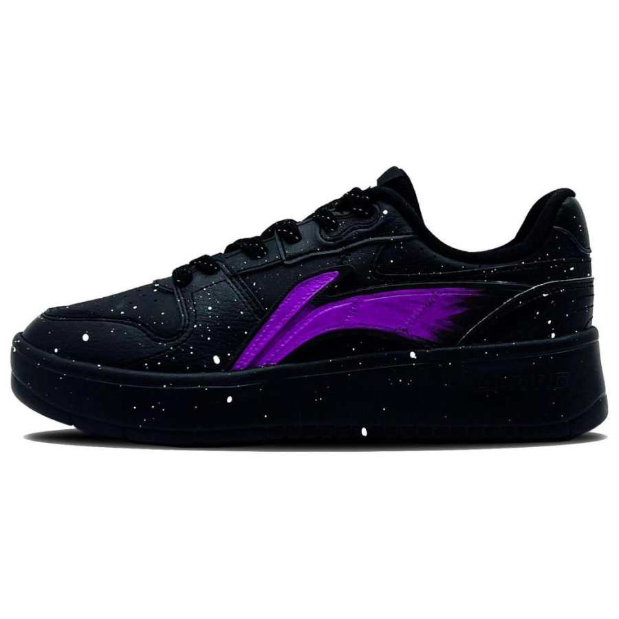 Li-Ning Li Ning Cushioning, Wear Resistant Low top Skateboard Shoes Men's Black Purple