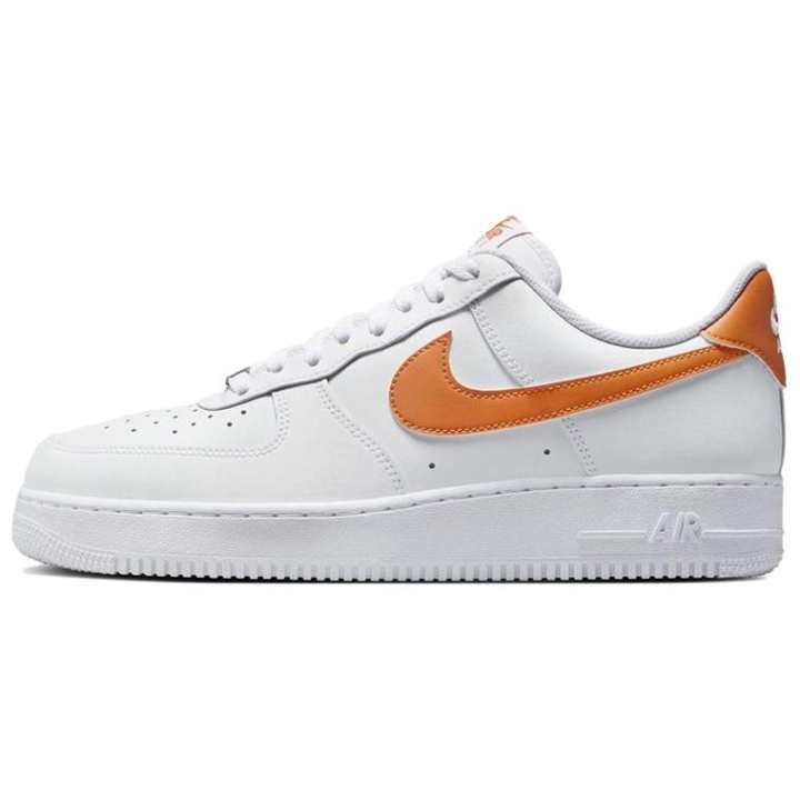 Nike Nike Air Force 1 Slip Resistant Abrasion Resistant Low top Skateboard Shoes Men's White Orange