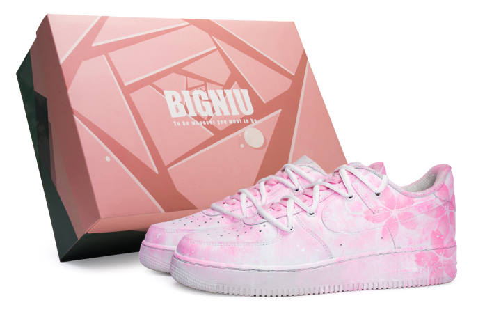 Nike Nike Air Force 1 Unnamed Flower Slip Resistant Low top Skateboard Shoes Unisex Pink White