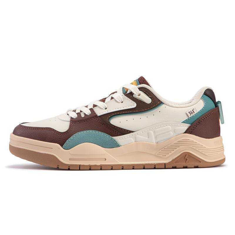 361° Xingran Slip Resistant Abrasion Resistant Low top Skateboard Shoes Women's White Brown Cyan