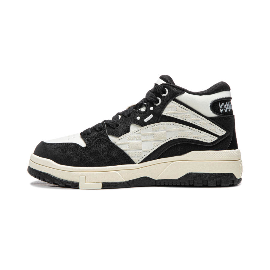 Li-Ning Li Ning Wave MID Thermal Abrasion Resistant Balance Lightweight Mid top Skateboard Shoes Unisex Black Champagne White