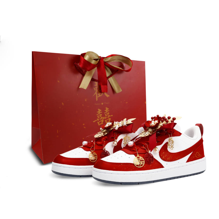 Nike Nike Court Borough Blooming Flowers And Full Moon Cushioning Low top Skateboard Shoes Women's Red
