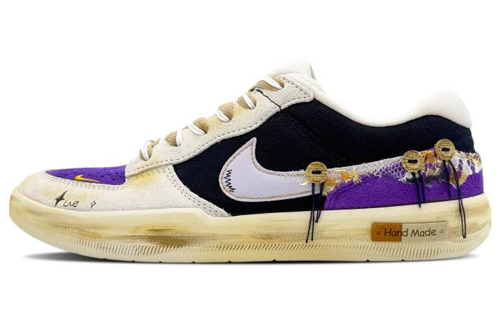 Nike Nike SB Force 58 Microdream Cloud Mud Breathable Low top Skateboard Shoes Men's Black White Purple