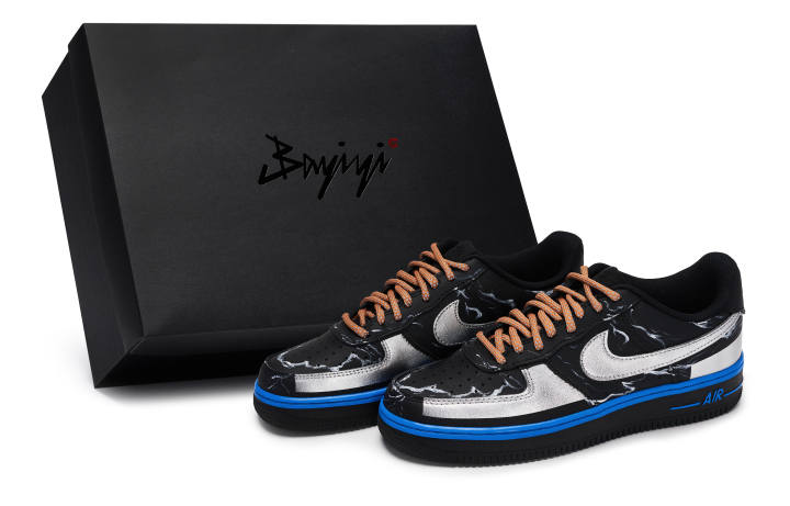 Nike Nike Air Force 1 07 811 Manufacturing, Dawn And Thunder Low top Skateboard Shoes Unisex Black Silver Blue