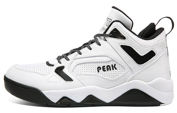 PEAK Coverage Slip Resistant And Abrasion Resistant Mid top Skateboard Shoes Men's White Black