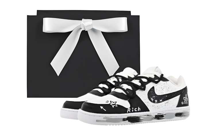 Nike Nike EBERNON Abrasion Resistant Low top Skateboard Shoes Unisex Black White