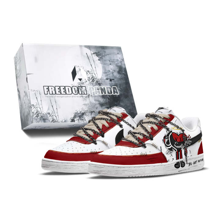 Nike Nike Court Vision Freedom Panda, Box, Graffiti Storm Slip Resistant Cushioning Low top Skateboard Shoes Men's Red White
