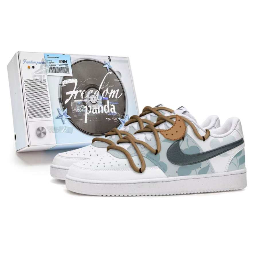 Nike Nike Court Vision 1 Freedom Panda, Box, Mint Chocolate Slip Resistant Abrasion Resistant Low top Skateboard Shoes Men's