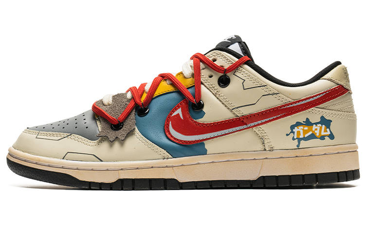 Nike Nike Dunk Low Slip Resistant Abrasion Resistant Low top Skateboard Shoes Men's Red White Blue