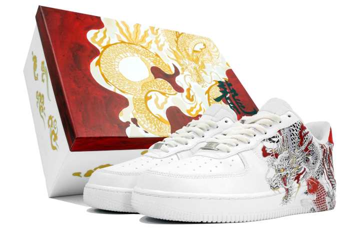 Nike Nike Air Force 1 Kaleidoscope Play, White Dragon Sets Sail, Box Thermal Coverage Low top Skateboard Shoes Unisex