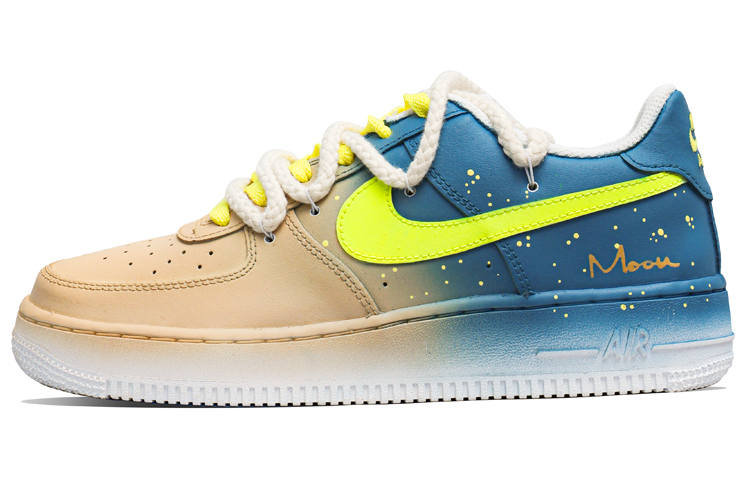 Nike Nike Air Force 1 Low Slip Resistant Abrasion Resistant Low top Skateboard Shoes Women's Yellow Blue