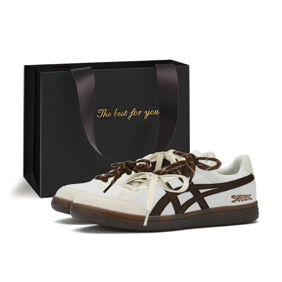 Onitsuka Tiger Advanti Caramel Roasted Milk Leather Abrasion Resistant Low top Skateboard Shoes Unisex Coffee Brown