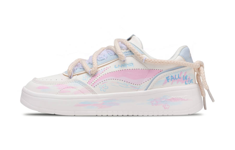 Li-Ning Li Ning Sourdough Slip Resistant Abrasion Resistant Low top Skateboard Shoes Women's White Pink Blue