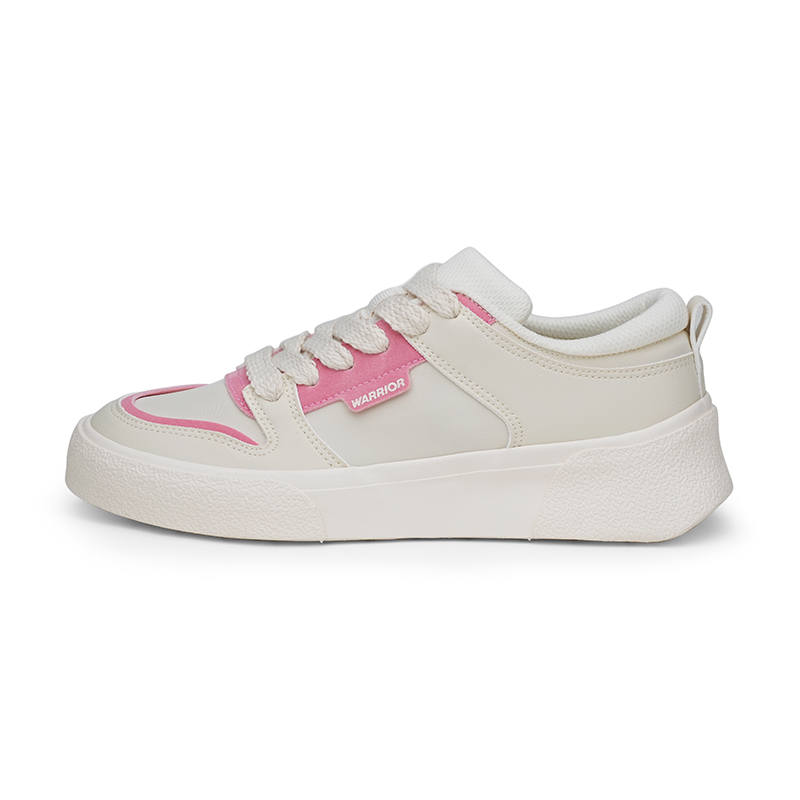 Warrior Heaven's Power, Milk Cap Little Magic Cube Collection Platform Low top Skateboard Shoes Women's Beige Pink