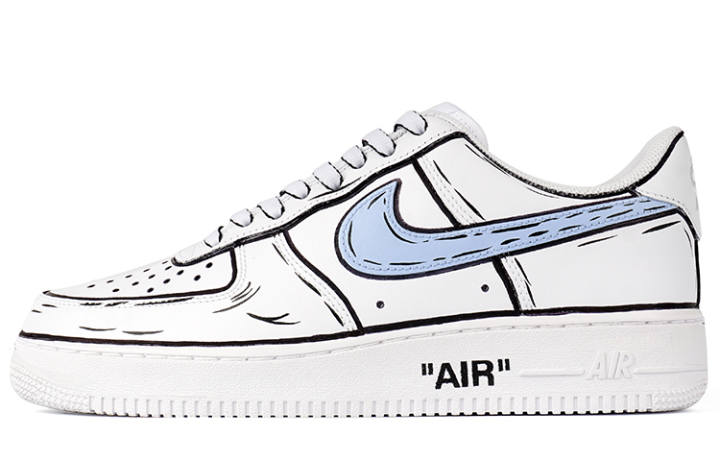 Nike Nike Air Force 1 Low top Skateboard Shoes Men's White Blue
