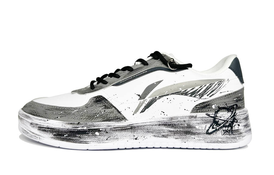 Li-Ning Li Ning Duda Slip Resistant Abrasion Resistant Low top Skateboard Shoes Men's Black Gray