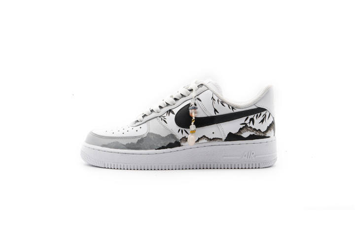 Nike Nike Air Force 1 Slip Resistant Abrasion Resistant Low top Skateboard Shoes Unisex Black White Gray
