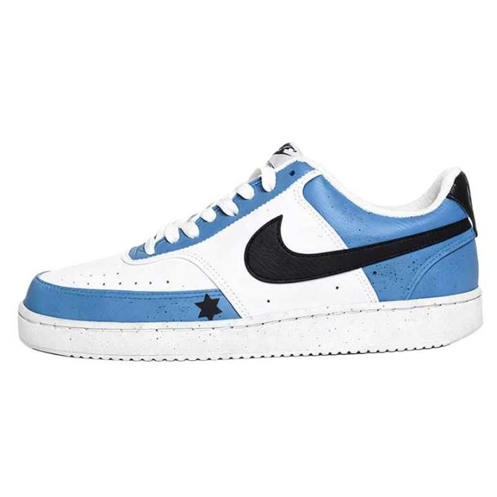 Nike Nike Court Vision 1 Ink Splatter Abrasion Resistant Low top Skateboard Shoes Unisex White Blue