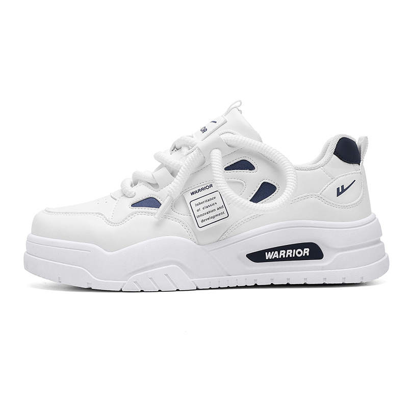 Warrior Cushioning Abrasion Resistant Lightweight Low top Skateboard Shoes Men's White Dark Blue