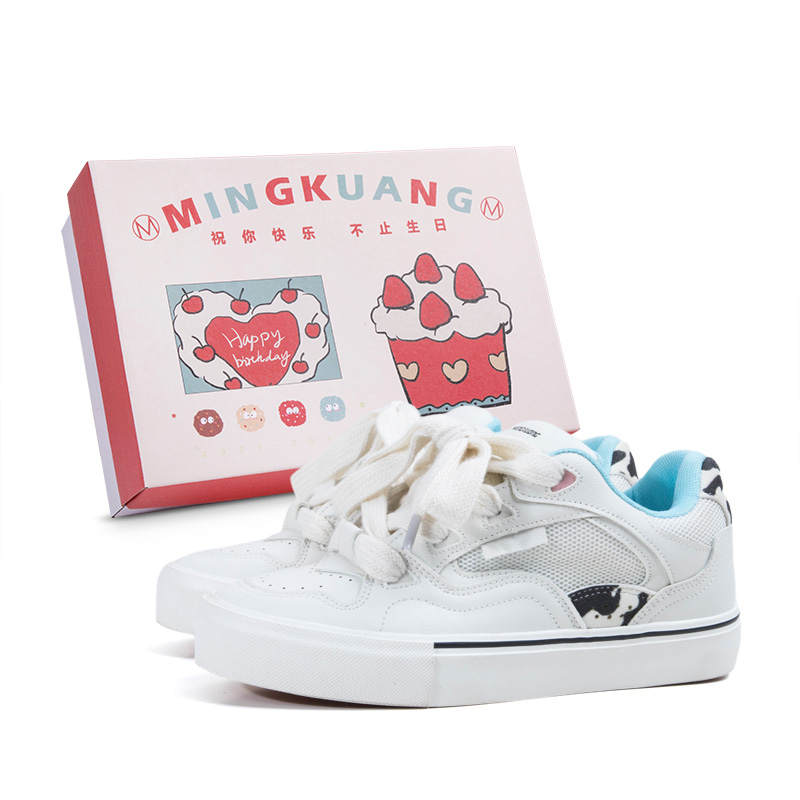 MINGKUANG Street Trend American Preppy Style Microfiber Leather Slip Resistant, Abrasion Resistant, Lightweight Low top