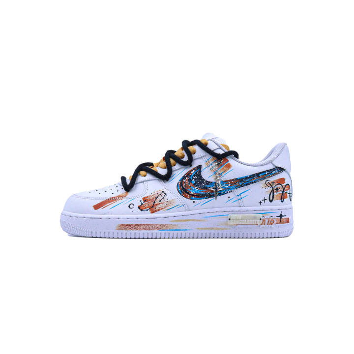 Nike Nike Air Force 1 Slip Resistant Abrasion Resistant Low top Skateboard Shoes Unisex White Black Orange