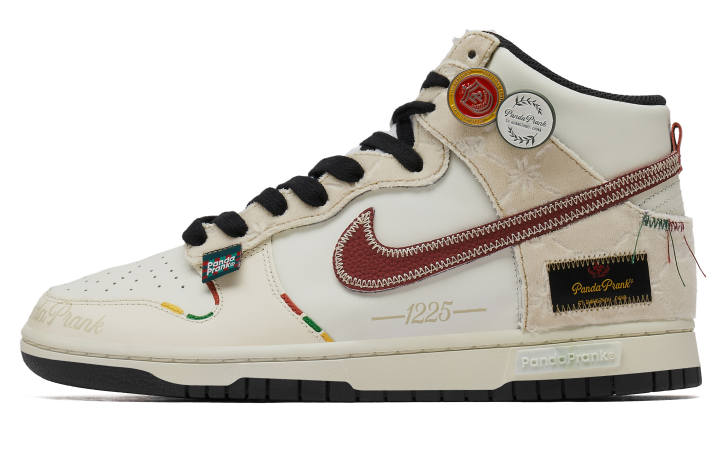 Nike Nike Dunk High Slip Resistant Cushioning Abrasion Resistant High top Skateboard Shoes Men's Beige Blue White