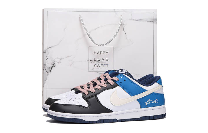 Nike Nike Dunk Abrasion Resistant Abrasion Resistant Low top Skateboard Shoes Unisex White Blue
