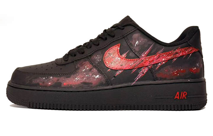 Nike Nike Air Force 1 Leather Abrasion Resistant Low top Skateboard Shoes Unisex Black Red