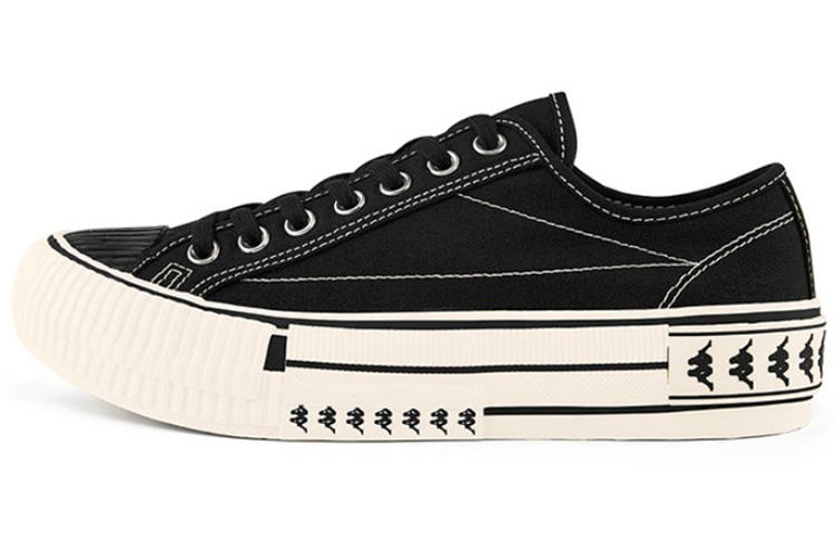 Kappa Kappa Fabric Coverage Slip Resistant Coverage Slip Resistant Low top Skateboard Shoes Unisex Black