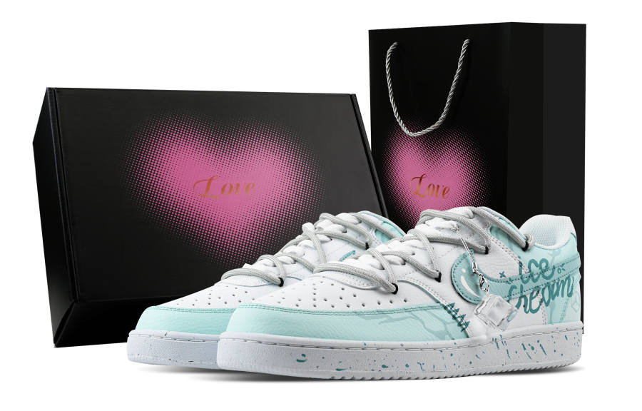 Nike Nike Court Vision 1 Cool Moment, Heart Box Abrasion Resistant Low top Skateboard Shoes Men's Cyan