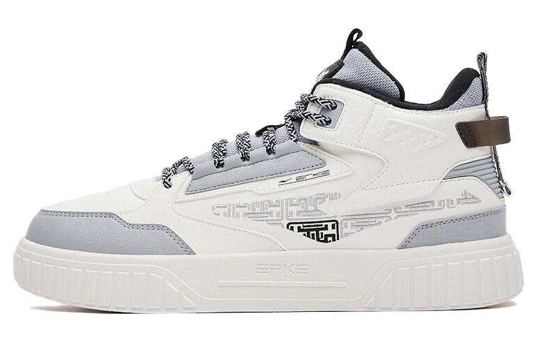 Erke Subjugate High top Skateboard Shoes Men's White Gray Padded
