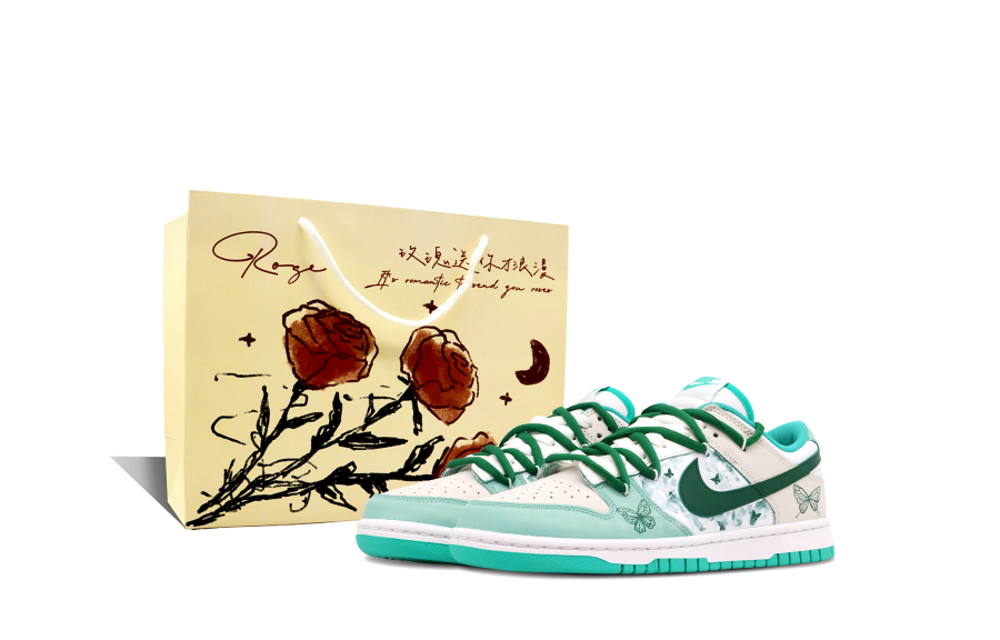 Nike Nike Dunk SB The Wizard Of Oz Slip Resistant Abrasion Resistant Low top Skateboard Shoes Men's Green White