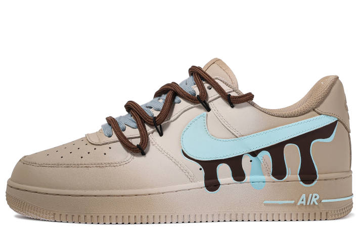 Nike Nike Air Force 1 Low top Skateboard Shoes Men's Brown Blue