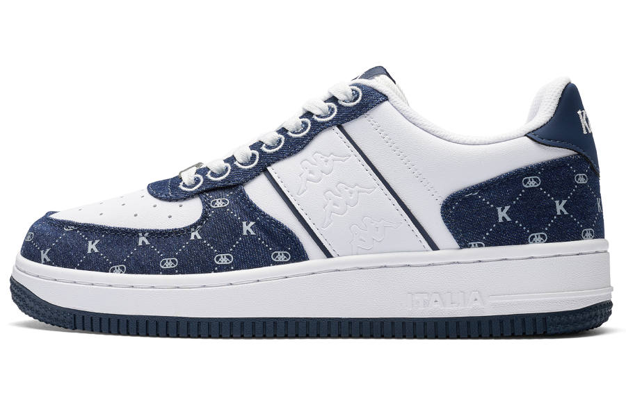 Kappa Back to Back Slip Resistant Abrasion Resistant Low top Skateboard Shoes Unisex Blue White