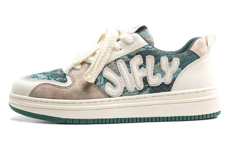 Jifffly Skateboard Shoes Unisex Low Top Floral Green