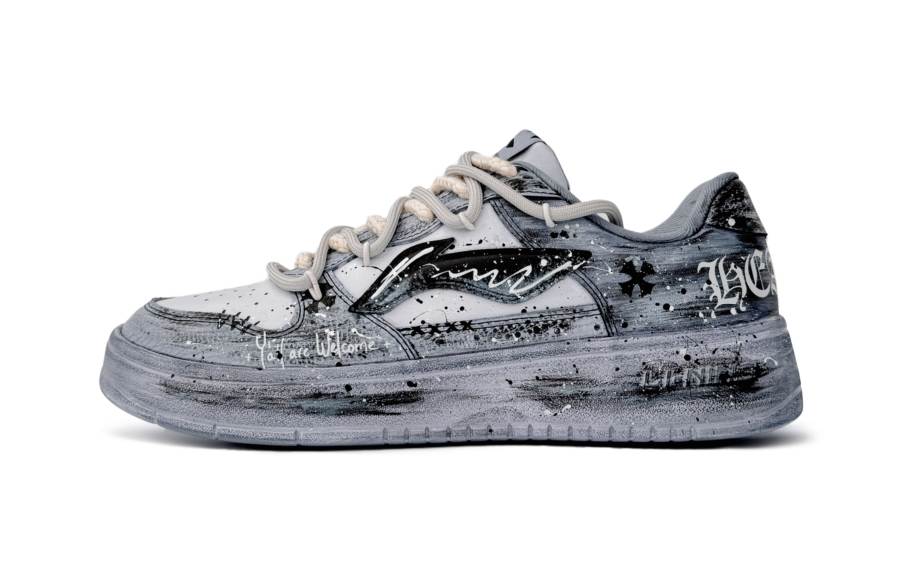 Li-Ning Li Ning Floating Boat Slip Resistant, Abrasion Resistant, Breathable Low top Skateboard Shoes Men's Black White