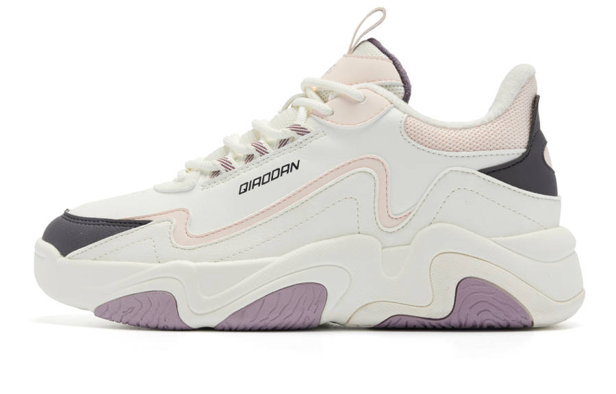 QIAODAN Slip Resistant Abrasion Resistant Low top Skateboard Shoes Women's White Pink