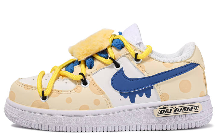 Nike Nike Air Force 1 Low top Skateboard Shoes Pre school Yellow Blue