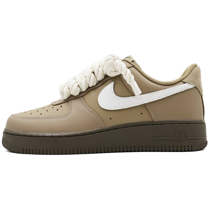 Nike Nike Air Force 1 Slip Resistant Abrasion Resistant Low top Skateboard Shoes Unisex Brown White