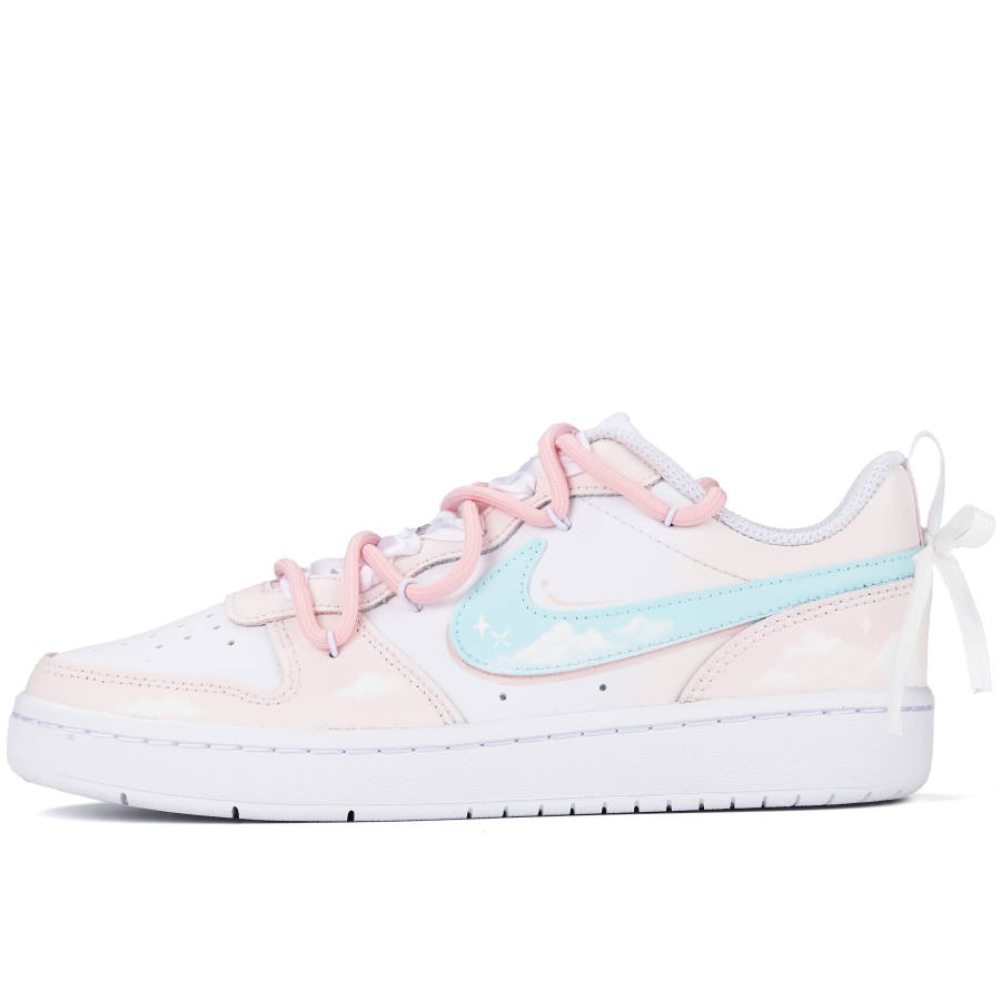 Nike Nike Court Borough Cloud Girlish Slip Resistant Abrasion Resistant Low top Skateboard Shoes GS Blue Pink