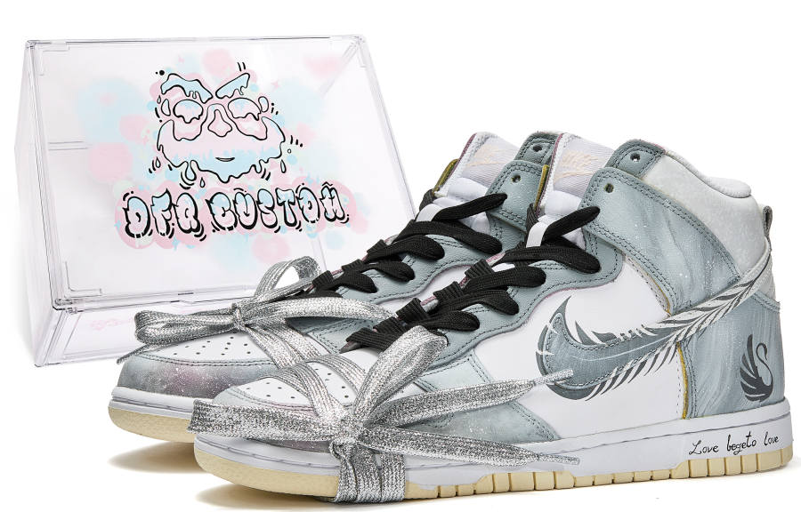 Nike Nike Dunk High Da Vinci Custom, Box, Silver Swan Thermal Slip Resistant Quick Dry Abrasion Resistant Balance