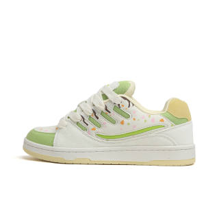 SINPERCO Preserve The Old Slip Resistant, Abrasion Resistant, Lightweight Low top Skateboard Shoes Women's Grass Cake