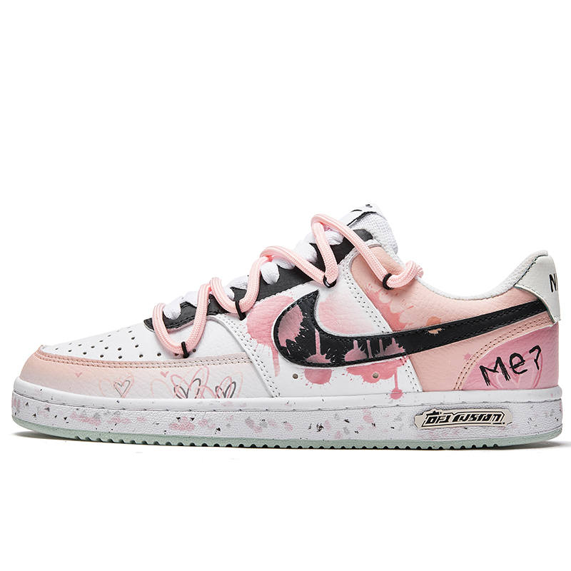Nike Nike Court Vision 1 Freedom Panda, Heart Flutter Slip Resistant Low top Skateboard Shoes Men's Pink Black