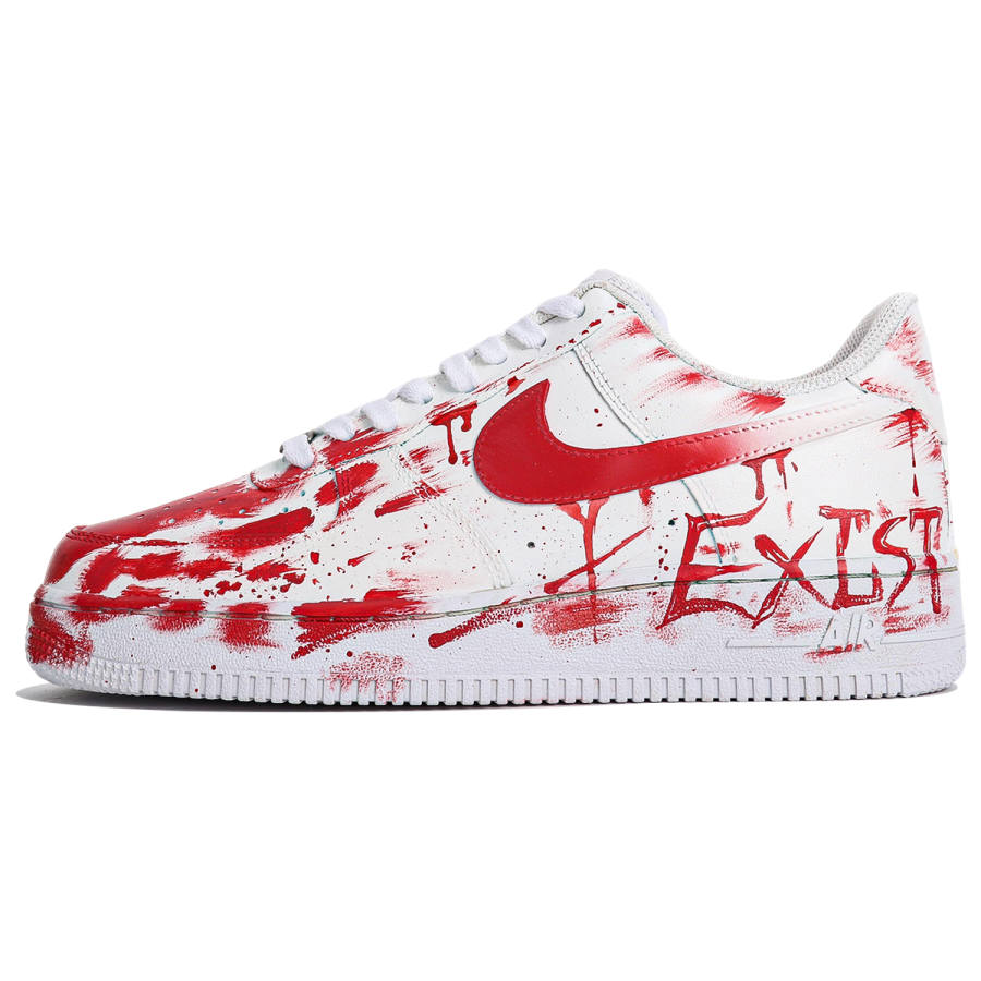 Nike Nike Air Force 1 Abrasion Resistant Low top Skateboard Shoes Unisex Red White