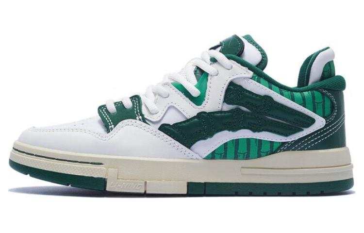 Li-Ning Li Ning Wave Pro Synthetic Leather Abrasion Resistant Breathable Low top Skateboard Shoes Women's White Green