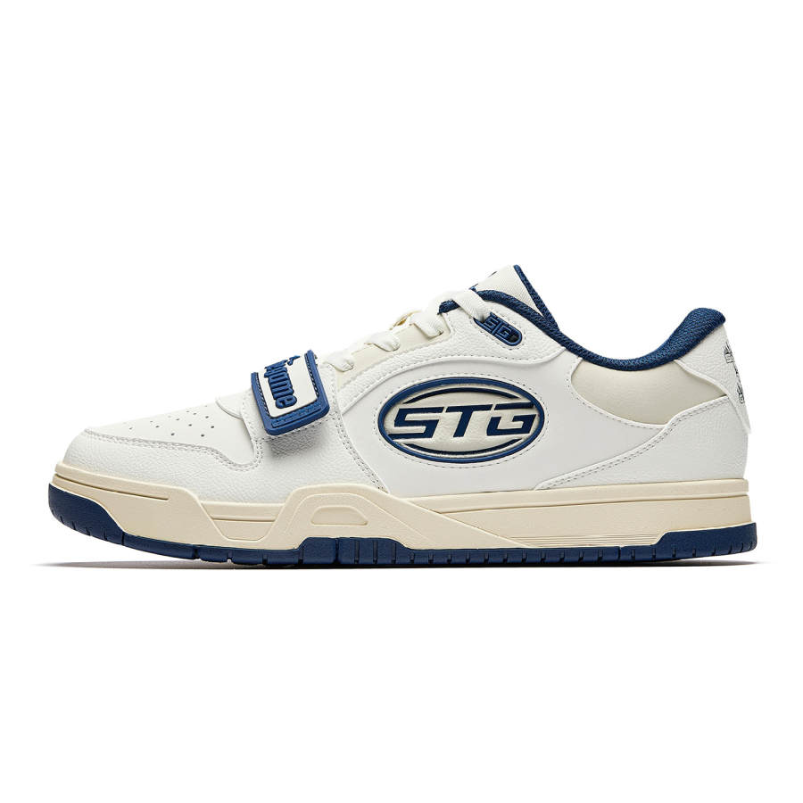 Anta STG Slip Resistant, Abrasion Resistant, Height Increasing Low top Basketball Shoes Men's Navy Blue With White