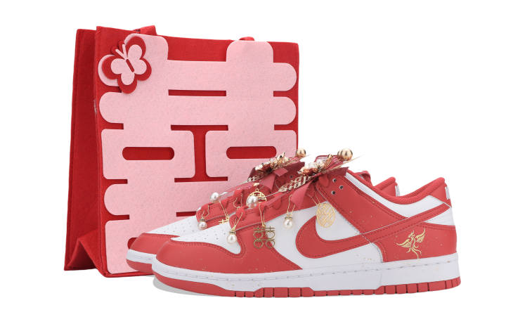 Nike Nike Dunk Phoenix Love Abrasion Resistant Low top Skateboard Shoes Unisex White Red