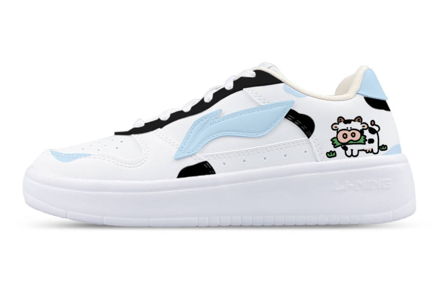 Li-Ning Li Ning Floating Boat Abrasion Resistant Breathable Height Increasing Low top Skateboard Shoes Women's White Blue Black