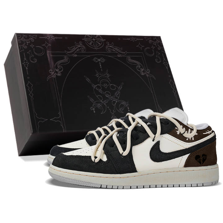 Jordan Jordan Air Jordan 1 Low top Skateboard Shoes Women's Black Brown