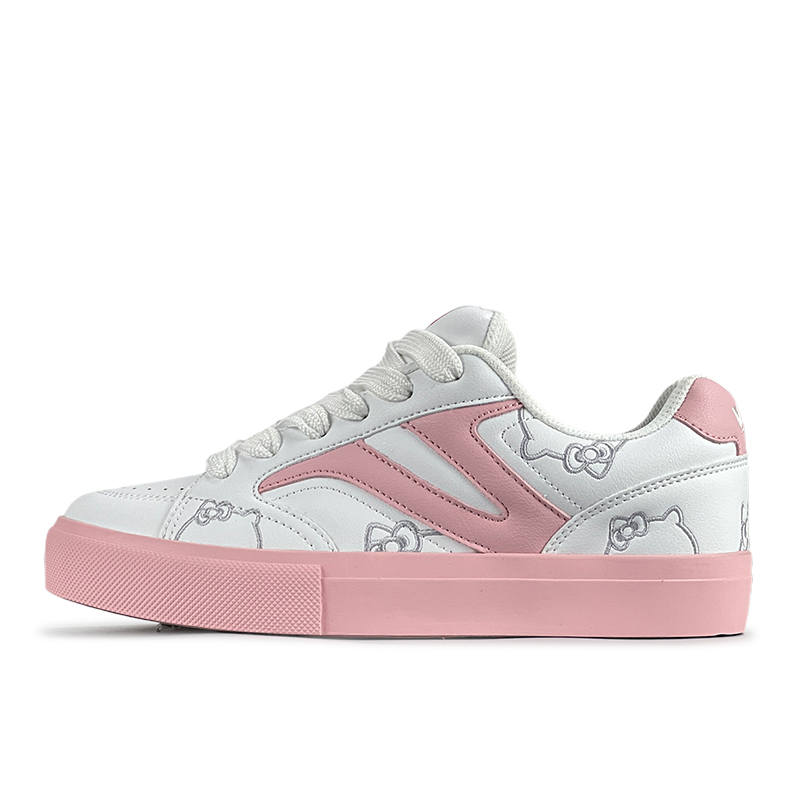 VFDF Slip Resistant Abrasion Resistant Low top Skateboard Shoes Women's White Pink
